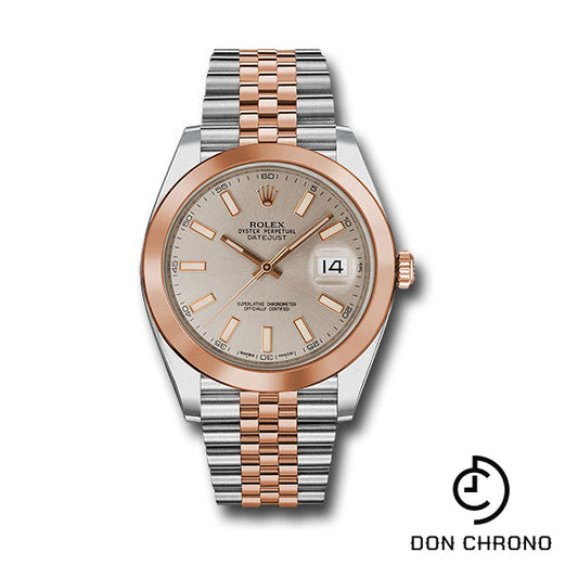 Rolex Steel and Everose Rolesor Datejust 41 Watch - Smooth Bezel - Sundust Index Dial - Jubilee Bracelet - 126301 suij