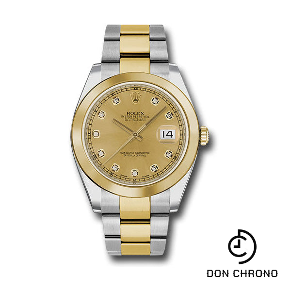 Rolex Steel and Yellow Gold Rolesor Datejust 41 Watch - Smooth Bezel - Champagne Diamond Dial - Oyster Bracelet - 126303 chdo