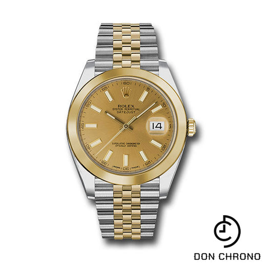 Rolex Steel and Yellow Gold Rolesor Datejust 41 Watch - Smooth Bezel - Champagne Index Dial - Jubilee Bracelet - 126303 chij