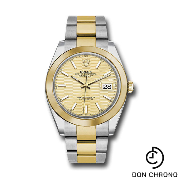 Rolex Yellow Rolesor Datejust 41 Watch - Smooth Bezel - Golden Fluted Motif Index Dial - Oyster Bracelet - 126303 gflmio