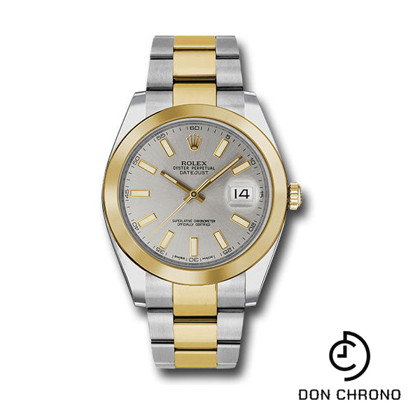 Rolex Steel and Yellow Gold Rolesor Datejust 41 Watch - Smooth Bezel - Silver Index Dial - Oyster Bracelet - 126303 sio