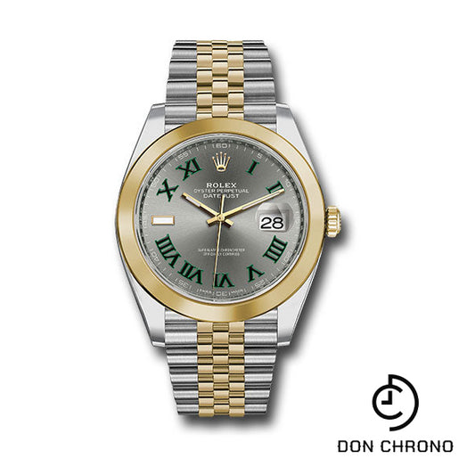Rolex Steel and Yellow Gold Rolesor Datejust 41 Watch - Smooth Bezel - Slate Green Roman Dial - Jubilee Bracelet - 126303 slgrj