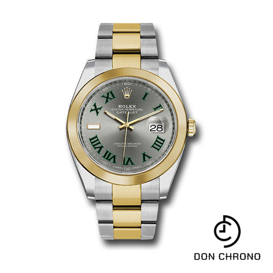 Rolex Steel and Yellow Gold Rolesor Datejust 41 Watch - Smooth Bezel - Slate Green Roman Dial - Oyster Bracelet - 126303 slgro