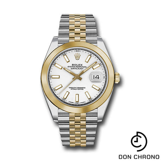 Rolex Steel and Yellow Gold Rolesor Datejust 41 Watch - Smooth Bezel - White Index Dial - Jubilee Bracelet - 126303 wij