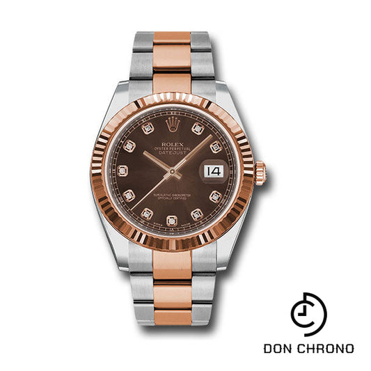 Rolex Steel and Everose Rolesor Datejust 41 Watch - Fluted Bezel - Chocolate Diamond Dial - Oyster Bracelet - 126331 chodo