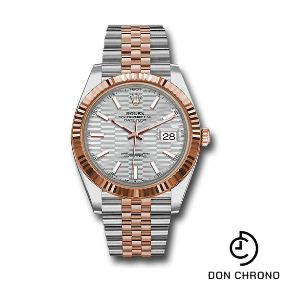 Rolex Everose Rolesor Datejust 41 Watch - Fluted Bezel - Silver Fluted Motif Index Dial - Jubilee Bracelet - 126331 sflmij