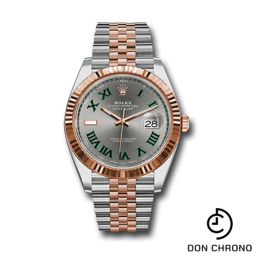 Rolex Steel and Everose Rolesor Datejust 41 Watch - Fluted Bezel - Slate Gray Green Roman Dial - Jubilee Bracelet - 126331 slgrj