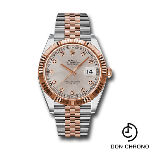 Rolex Steel and Everose Rolesor Datejust 41 Watch - Fluted Bezel - Sundust Diamond Dial - Jubilee Bracelet - 126331 sudj