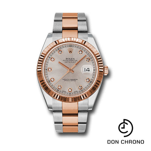 Rolex Steel and Everose Rolesor Datejust 41 Watch - Fluted Bezel - Sundust Diamond Dial - Oyster Bracelet - 126331 sudo