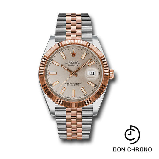 Rolex Steel and Everose Rolesor Datejust 41 Watch - Fluted Bezel - Sundust Index Dial - Jubilee Bracelet - 126331 suij