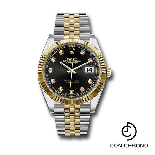 Rolex Steel and Yellow Gold Rolesor Datejust 41 Watch - Fluted Bezel - Black Diamond Dial - Jubilee Bracelet - 126333 bkdj