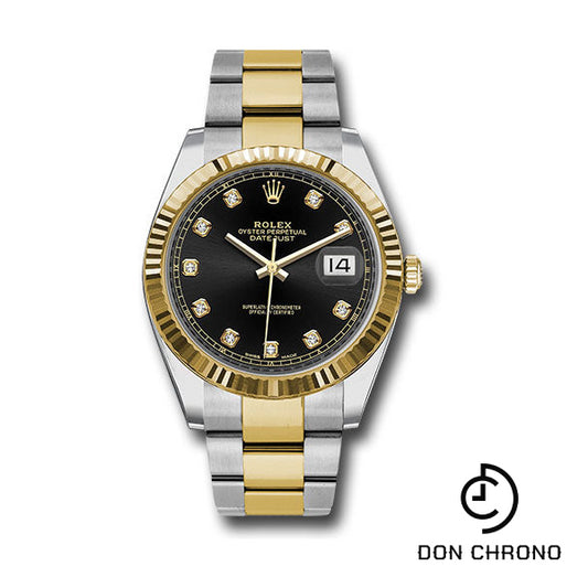 Rolex Steel and Yellow Gold Rolesor Datejust 41 Watch - Fluted Bezel - Black Diamond Dial - Oyster Bracelet - 126333 bkdo