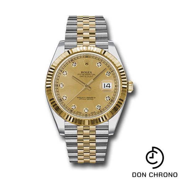 Rolex Steel and Yellow Gold Rolesor Datejust 41 Watch - Fluted Bezel - Champagne Diamond Dial - Jubilee Bracelet - 126333 chdj