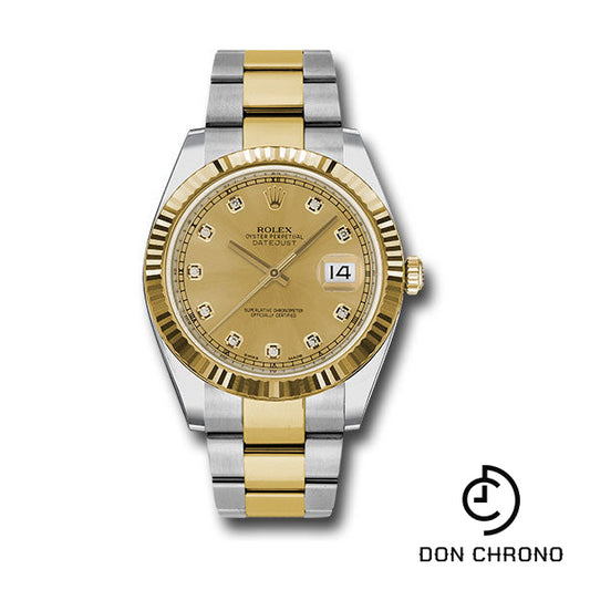 Rolex Steel and Yellow Gold Rolesor Datejust 41 Watch - Fluted Bezel - Champagne Diamond Dial - Oyster Bracelet - 126333 chdo