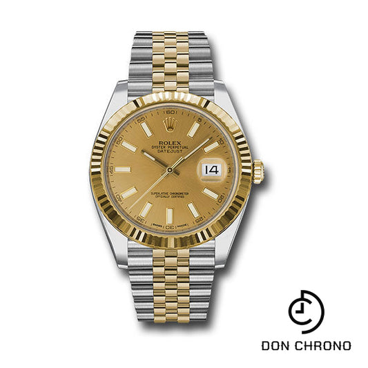 Rolex Steel and Yellow Gold Rolesor Datejust 41 Watch - Fluted Bezel - Champagne Index Dial - Jubilee Bracelet - 126333 chij