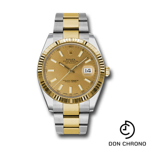 Rolex Steel and Yellow Gold Rolesor Datejust 41 Watch - Fluted Bezel - Champagne Index Dial - Oyster Bracelet - 126333 chio