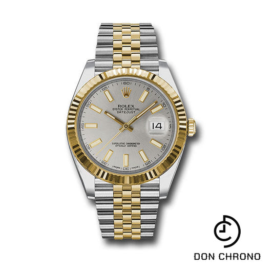 Rolex Steel and Yellow Gold Rolesor Datejust 41 Watch - Fluted Bezel - Silver Index Dial - Jubilee Bracelet - 126333 sij
