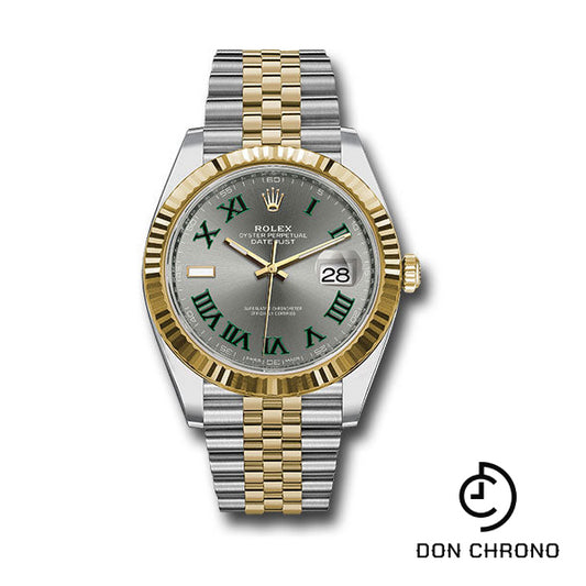 Rolex Steel and Yellow Gold Rolesor Datejust 41 Watch - Fluted Bezel - Slate Green Roman Dial - Jubilee Bracelet - 126333 slgrj