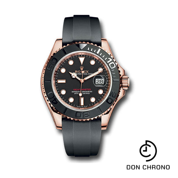 Rolex Everose Gold Yacht-Master 40 Watch - Black Dial - Oysterflex Strap - 126655 bk