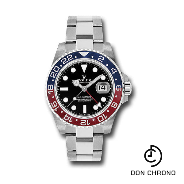 Rolex Steel GMT-Master II 40 Watch - Blue And Red Pepsi Bezel - Black Dial - Oyster Bracelet - 126710BLRO o