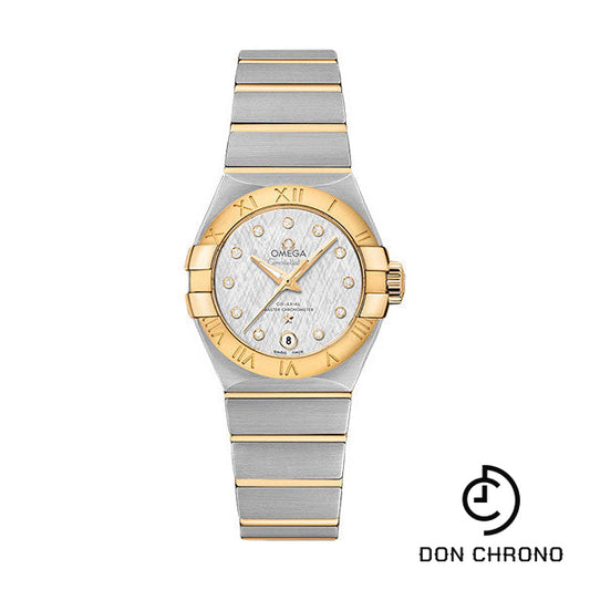 Omega Constellation Co-Axial Master Chronometer Watch - 27 mm Steel And Yellow Gold Case - White -Silvery Diamond Dial - Brushed Steel Bracelet - 127.20.27.20.52.002