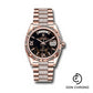 Rolex Everose Gold Day-Date 36 Watch - Fluted Bezel - Eisenkiesel Diamond Index Roman 9 Dial - Diamond President Bracelet - 128235 eididrdp