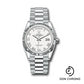Rolex Platinum Day-Date 36 Watch - Fluted Bezel - White Roman Dial - President Bracelet - 128236 wrp