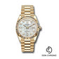 Rolex Yellow Gold Day-Date 36 Watch - Fluted Bezel - Mother-of-Pearl Diamond Dial - President Bracelet - 128238 mdp