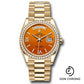 Rolex Yellow Gold Day-Date 36 Watch - Diamond Bezel - Carnelian Diamond Index Roman 9 Dial - President Bracelet - 128348rbr cardidrp