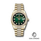 Rolex Yellow Gold Day-Date 36 Watch - Diamond Bezel - Green OmbrŽ Diamond Dial - Diamond President Bracelet - 128348rbr groddp