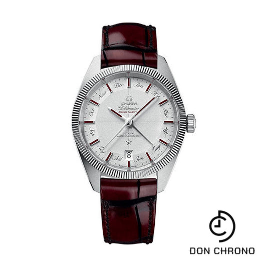 Omega Constellation Globemaster Co-Axial Master Chronometer Annual Calendar Limited Edition of 52 Watch - 41 mm Platinum Case - Platinum Dial - Burgundy Leather Strap - 130.93.41.22.99.001