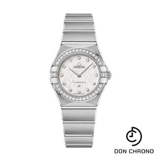 Omega Constellation Manhattan Quartz Watch - 25 mm Steel Case - Diamond-Paved Bezel - White Silvery Dial - 131.15.25.60.52.001