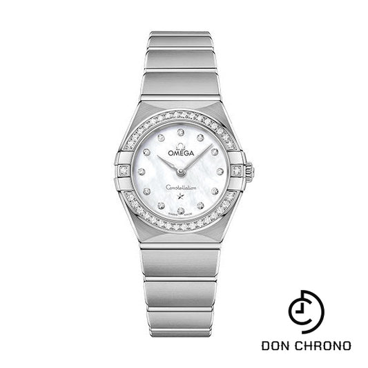 Omega Constellation Manhattan Quartz Watch - 25 mm Steel Case - Diamond-Paved Bezel - Mother-Of-Pearl Diamond Dial - 131.15.25.60.55.001