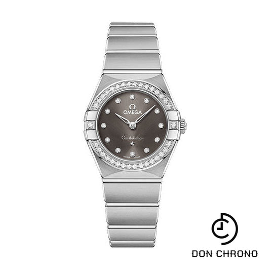 Omega Constellation Manhattan Quartz Watch - 25 mm Steel Case - Diamond-Paved Bezel - Grey Diamond Dial - 131.15.25.60.56.001