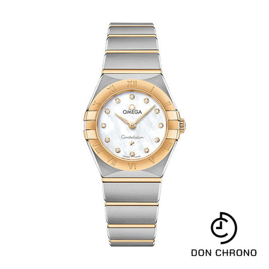 Omega Constellation Manhattan Quartz Watch - 25 mm Steel And Yellow Gold Case - Mother-Of-Pearl Diamond Dial - 131.20.25.60.55.002