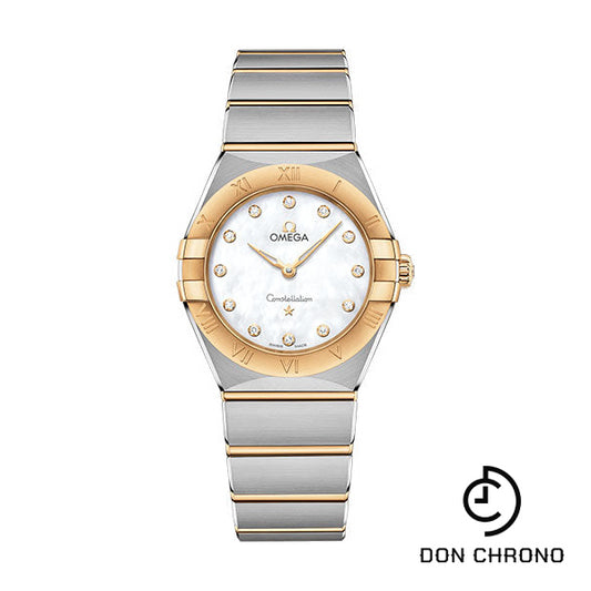 Omega Constellation Manhattan Quartz Watch - 28 mm Steel And Yellow Gold Case - Mother-Of-Pearl Diamond Dial - 131.20.28.60.55.002
