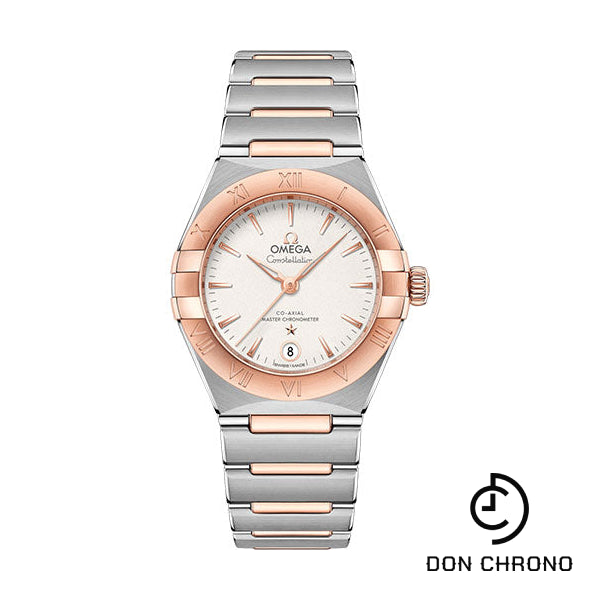 Omega Constellation Manhattan Co-Axial Master Chronometer Watch - 29 mm Steel And Sedna Gold Case - Crystal White Silvery Dial - 131.20.29.20.02.001