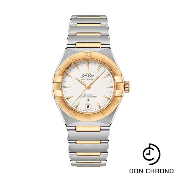 Omega Constellation Manhattan Co-Axial Master Chronometer Watch - 29 mm Steel And Yellow Gold Case - Crystal White Slivery Dial - 131.20.29.20.02.002