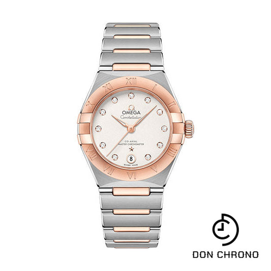 Omega Constellation Manhattan Co-Axial Master Chronometer Watch - 29 mm Steel And Sedna Gold Case - Crystal White Silvery Diamond Dial - 131.20.29.20.52.001