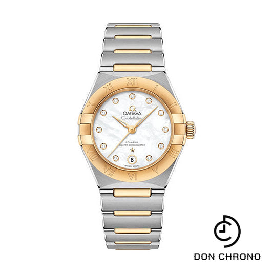 Omega Constellation Manhattan Co-Axial Master Chronometer Watch - 29 mm Steel And Yellow Gold Case - Mother-Of-Pearl Diamond Dial - 131.20.29.20.55.002