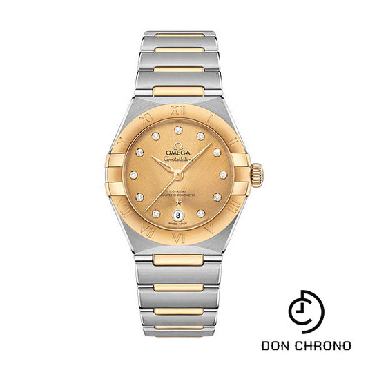 Omega Constellation Manhattan Co-Axial Master Chronometer Watch - 29 mm Steel And Yellow Gold Case - Champagne Diamond Dial - 131.20.29.20.58.001