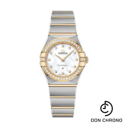 Omega Constellation Manhattan Quartz Watch - 25 mm Steel And Yellow Gold Case - Diamond-Paved Bezel - Mother-Of-Pearl Diamond Dial - 131.25.25.60.55.002