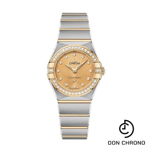 Omega Constellation Manhattan Quartz Watch - 25 mm Steel And Yellow Gold Case - Diamond-Paved Bezel - Champagne Diamond Dial - 131.25.25.60.58.001