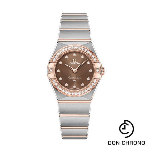 Omega Constellation Manhattan Quartz Watch - 25 mm Steel And Sedna Gold Case - Diamond-Paved Bezel - Brown Diamond Dial - 131.25.25.60.63.001