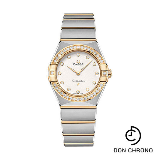 Omega Constellation Manhattan Quartz Watch - 28 mm Steel And Yellow Gold Case - Diamond-Paved Bezel - Crystal White Silvery Diamond Dial - 131.25.28.60.52.002