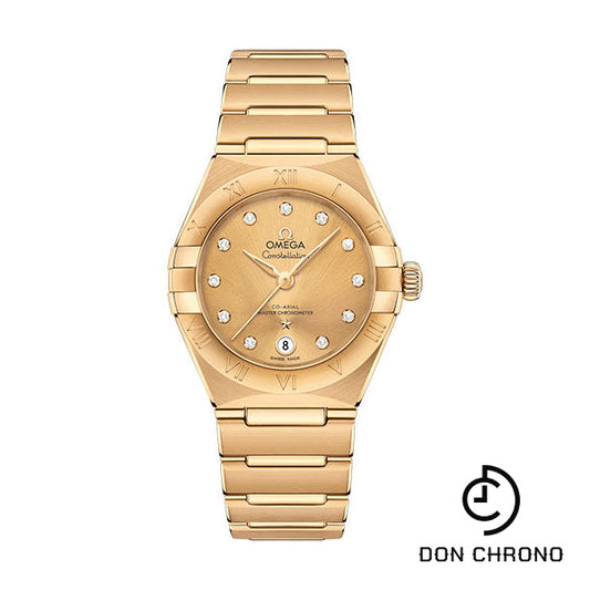 Omega Constellation Manhattan Co-Axial Master Chronometer Watch - 29 mm Yellow Gold Case - Champagne Diamond Dial - 131.50.29.20.58.001