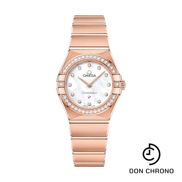 Omega Constellation Manhattan Quartz Watch - 25 mm Sedna Gold Case - Diamond-Paved Bezel - Mother-Of-Pearl Diamond Dial - 131.55.25.60.55.001