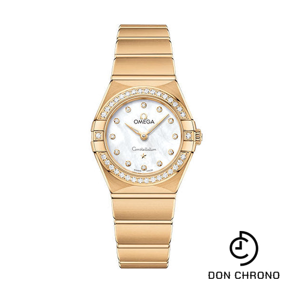 Omega Constellation Manhattan Quartz Watch - 25 mm Yellow Gold Case - Diamond-Paved Bezel - Mother-Of-Pearl Diamond Dial - 131.55.25.60.55.002