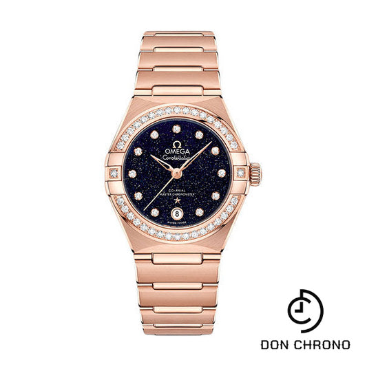Omega Constellation Omega Co-Axial Master Chronometer - 29 mm Sedna Gold Case - Diamond Bezel - Blue Glass Diamond Dial - 131.55.29.20.53.003