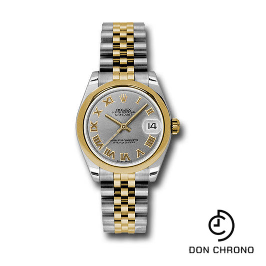 Rolex Steel and Yellow Gold Datejust 31 Watch - Domed Bezel - Slate Grey Roman Dial - Jubilee Bracelet - 178243 grj